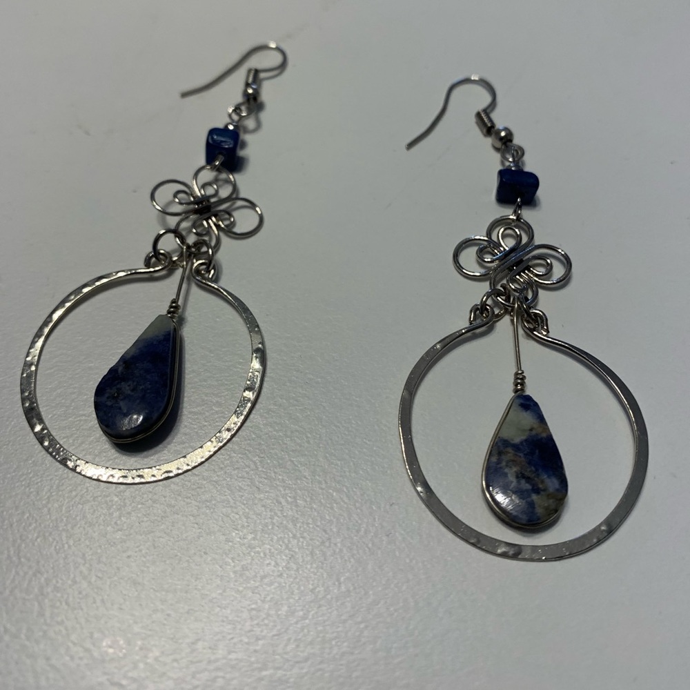 Lapis Lazuli and german silver earrings